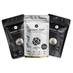 Set: Černý a bílý Kampotský pepř, lyofilizované vločky fermentovaného Kampotské pepře (Pepper Flakes)