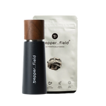 Tmavě šedý mlýnek .pepper..field original + černý Kampotský pepř (20 g)