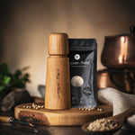 Přírodní skandinávský mlýnek na pepř (17 cm) + bílý pepř (50 g)