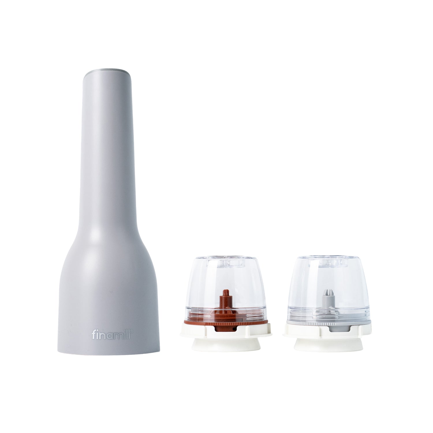 Dárková sada FinaMill – matný šedý dobíjecí mlýnek se dvěma zásobníky