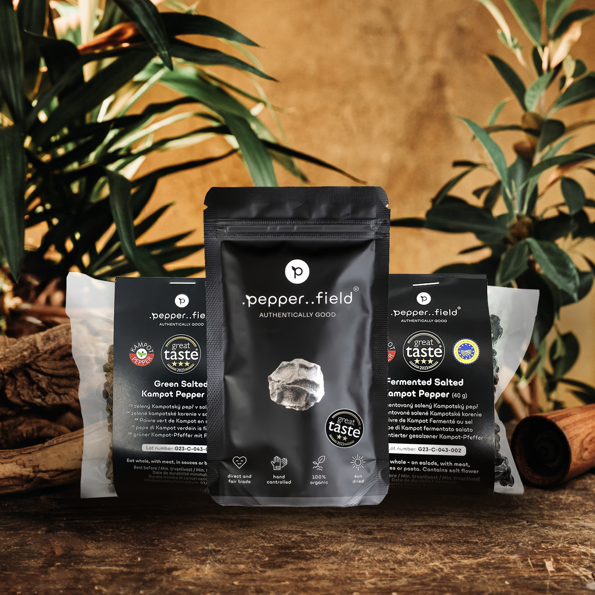 Set: Fermentovaný, zelený a černý Kampotský pepř