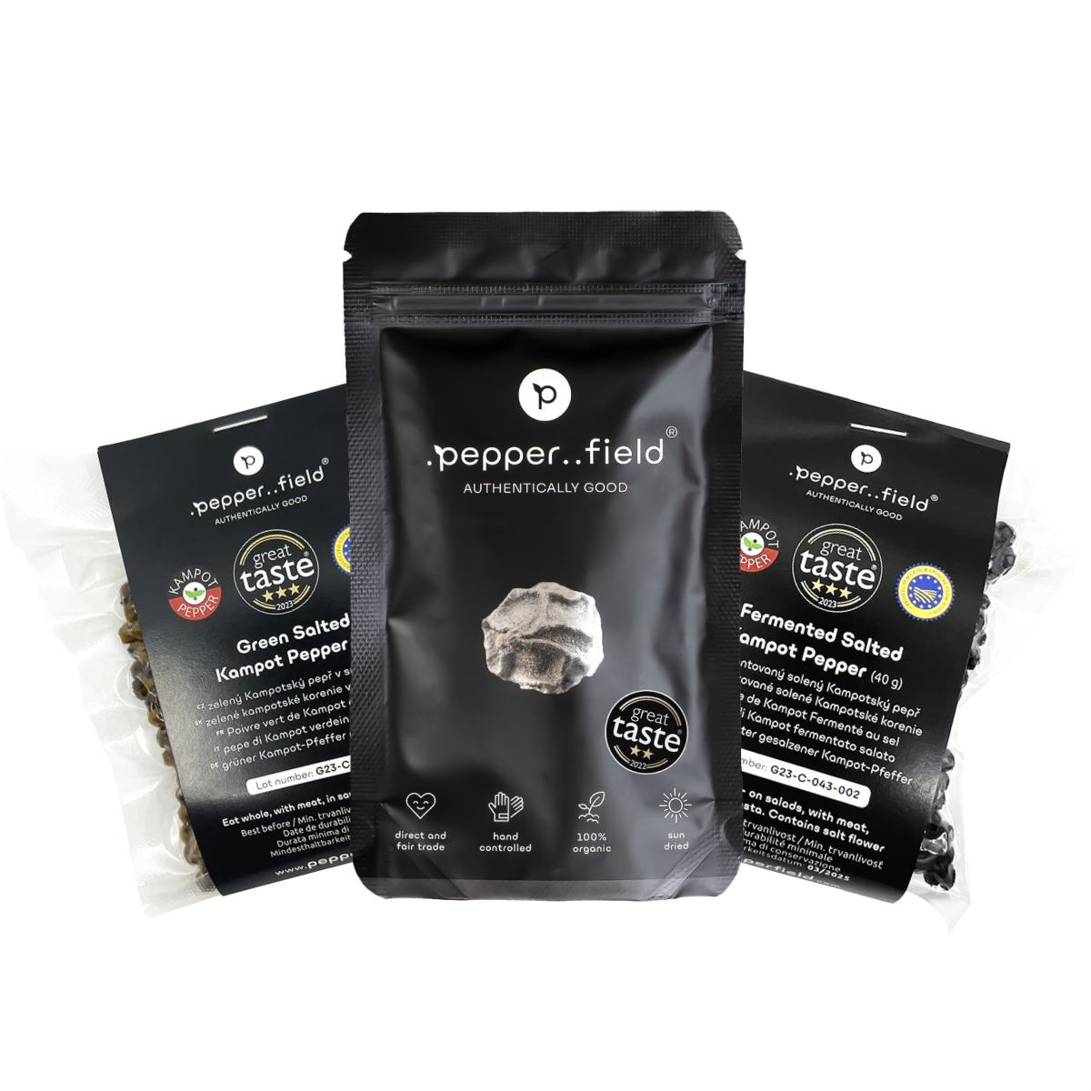 Set: Fermentovaný, zelený a černý Kampotský pepř