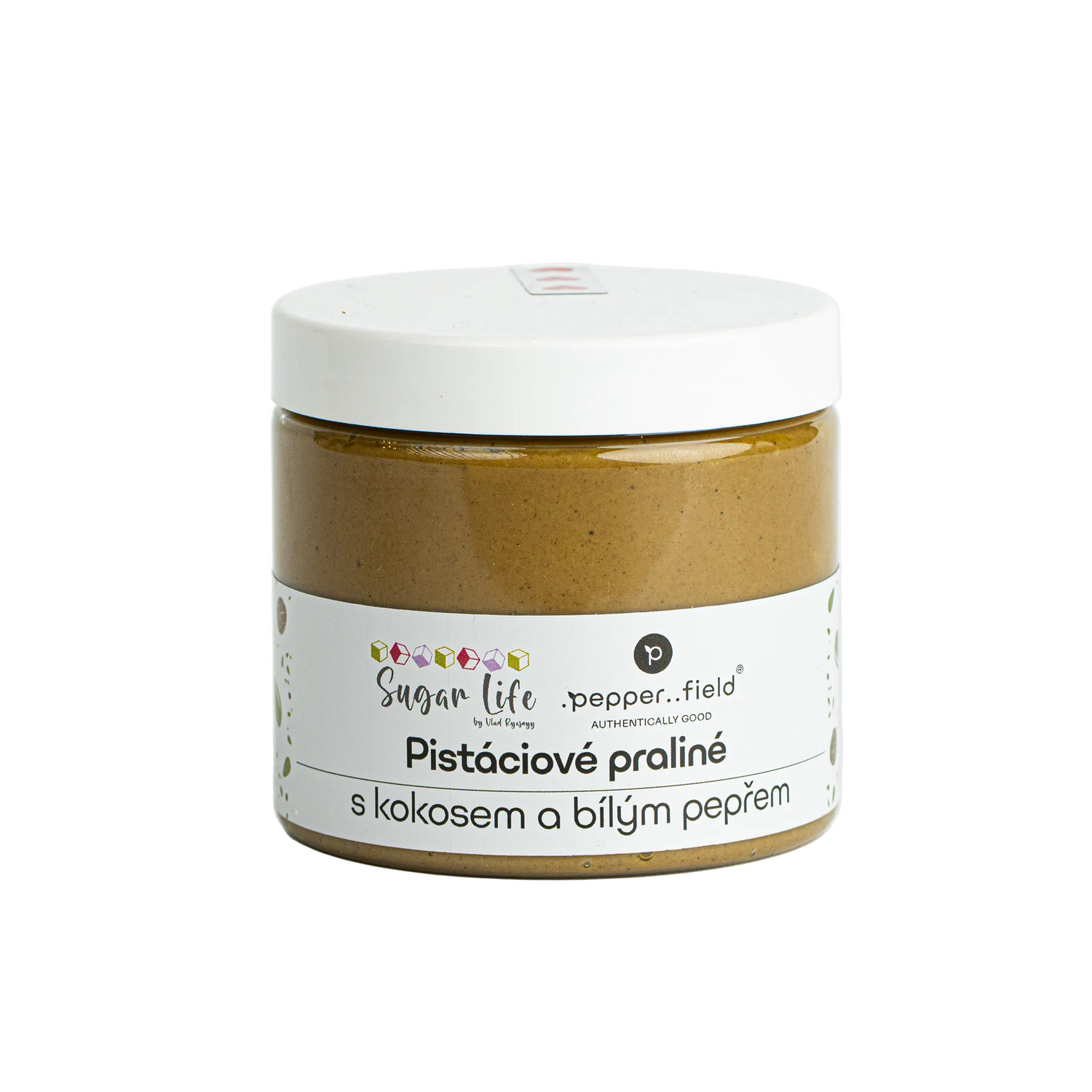 Pistáciové praliné s kokosem a bílým Kampotským pepřem