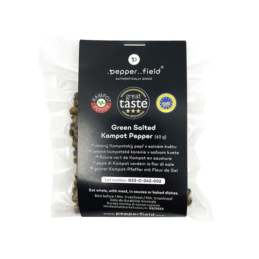 Grüner Kampot-Pfeffer in Salzblume – 40 g