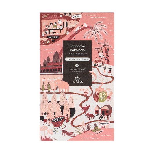 Strawberry chocolate with freeze-dried Kampot pepper - .pepper..chocolate (50g)