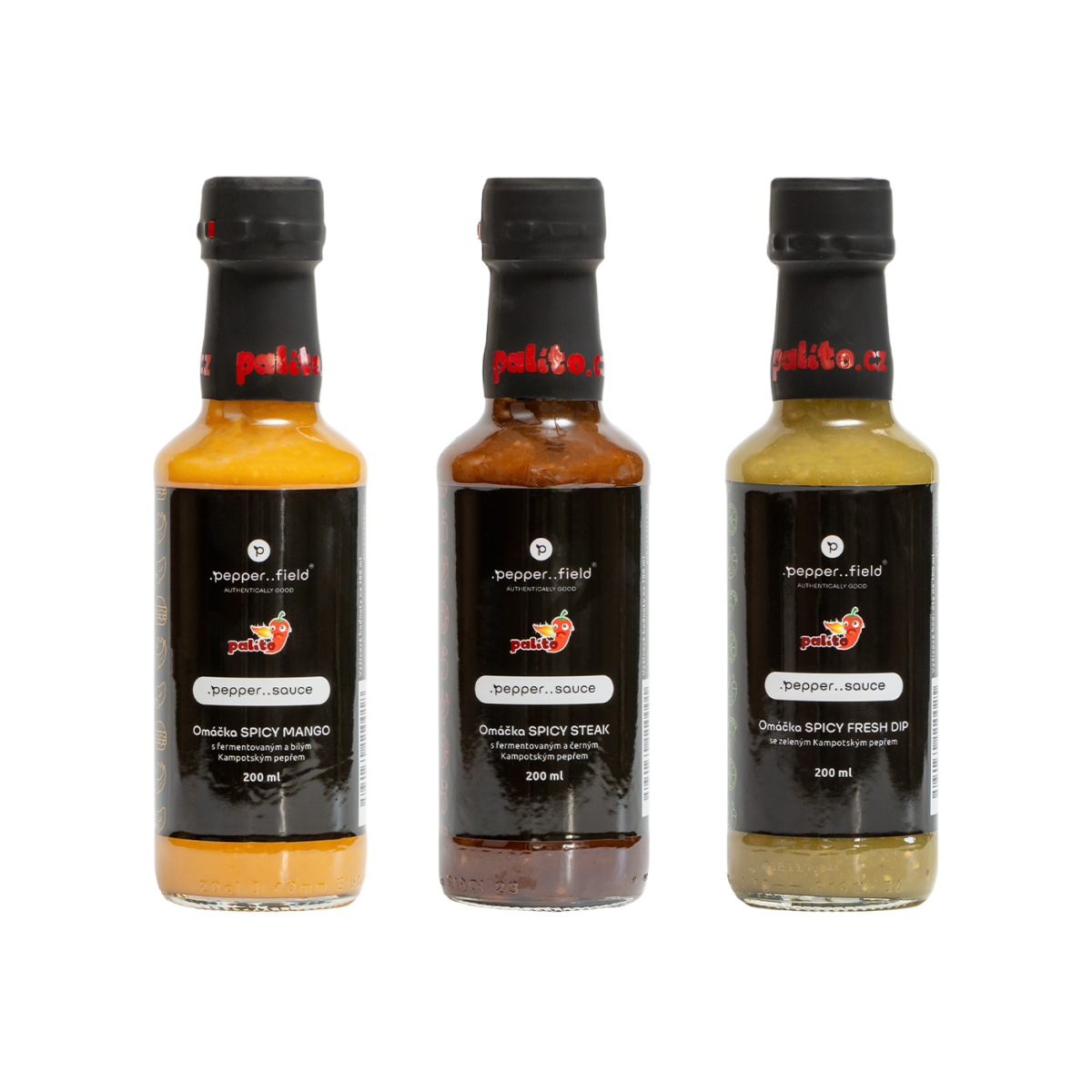 Výhodný trojset pálivých pepřových omáček 3× 200 ml