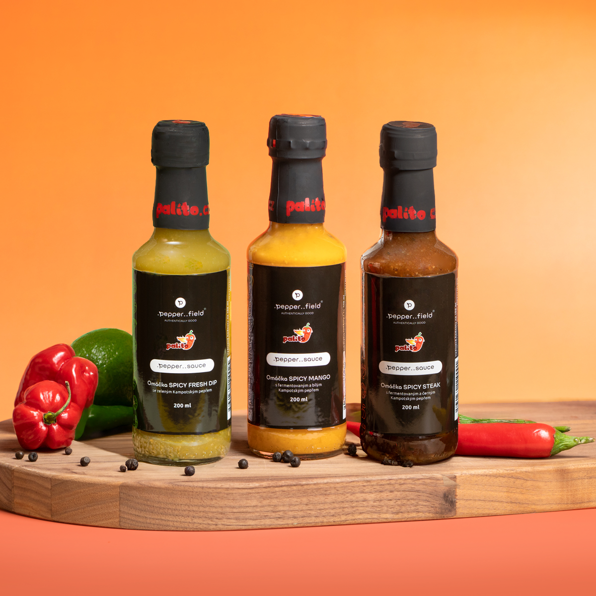 Výhodný trojset pálivých pepřových omáček 3× 200 ml